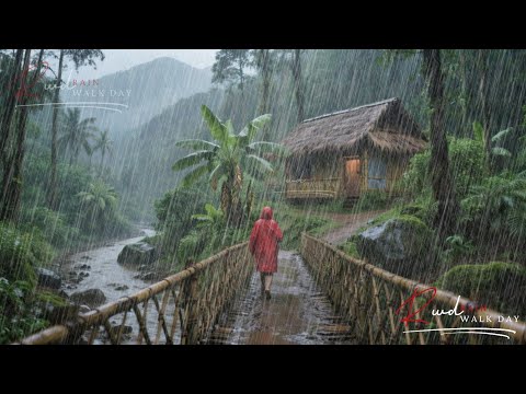 أبرد قرية جبلية مع أمطار غزيرة نزهة طبيعية للاسترخاء تحت المطر