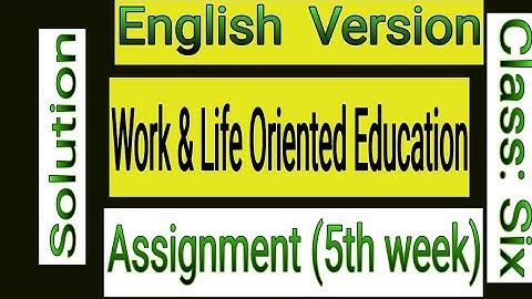Class six ( English Version)  assignment solution (5th week). Work & Life oriented education.