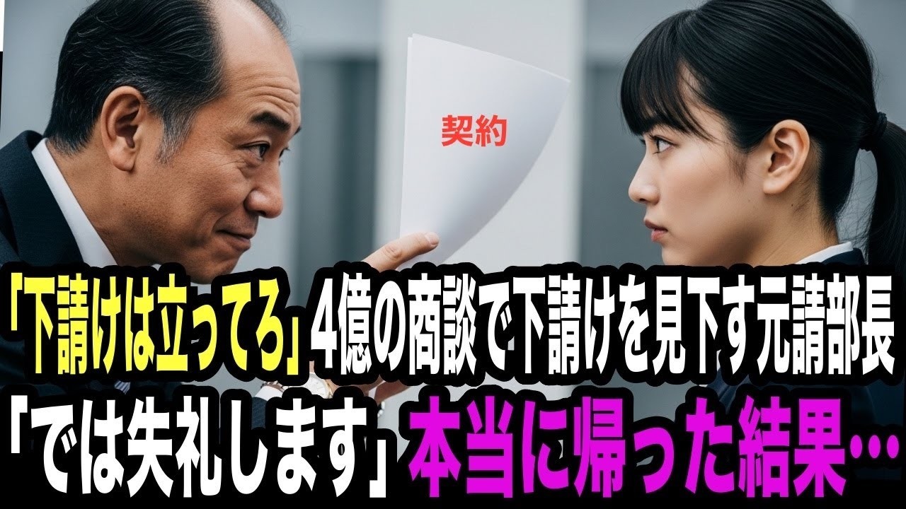 社運を賭けた4億の商談で下請けを見下す元請部長「契約欲しけりゃ立ってろ！嫌なら帰れｗ」→「では失礼します」本当に帰った結果…