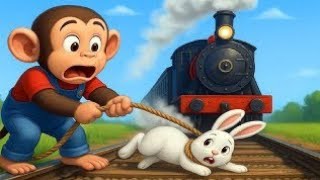Farm Work: Rabbit Trapped on Train Tracks, Kind Monkey Farmer Rescues Rabbit | Cobby Farm