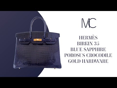 Hermès Birkin 35 Blue Sapphire Crocodile GHW Bag