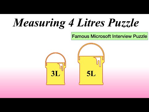 Measure 4 Litres Bucket Problem || The 3 & 5 Litre Die Hard Water Puzzle || Interview Puzzles