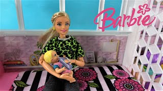 Barbie and Ken Bring Their Baby Home Story with Barbie Sisters Decorating and Cleaning Barbie House
