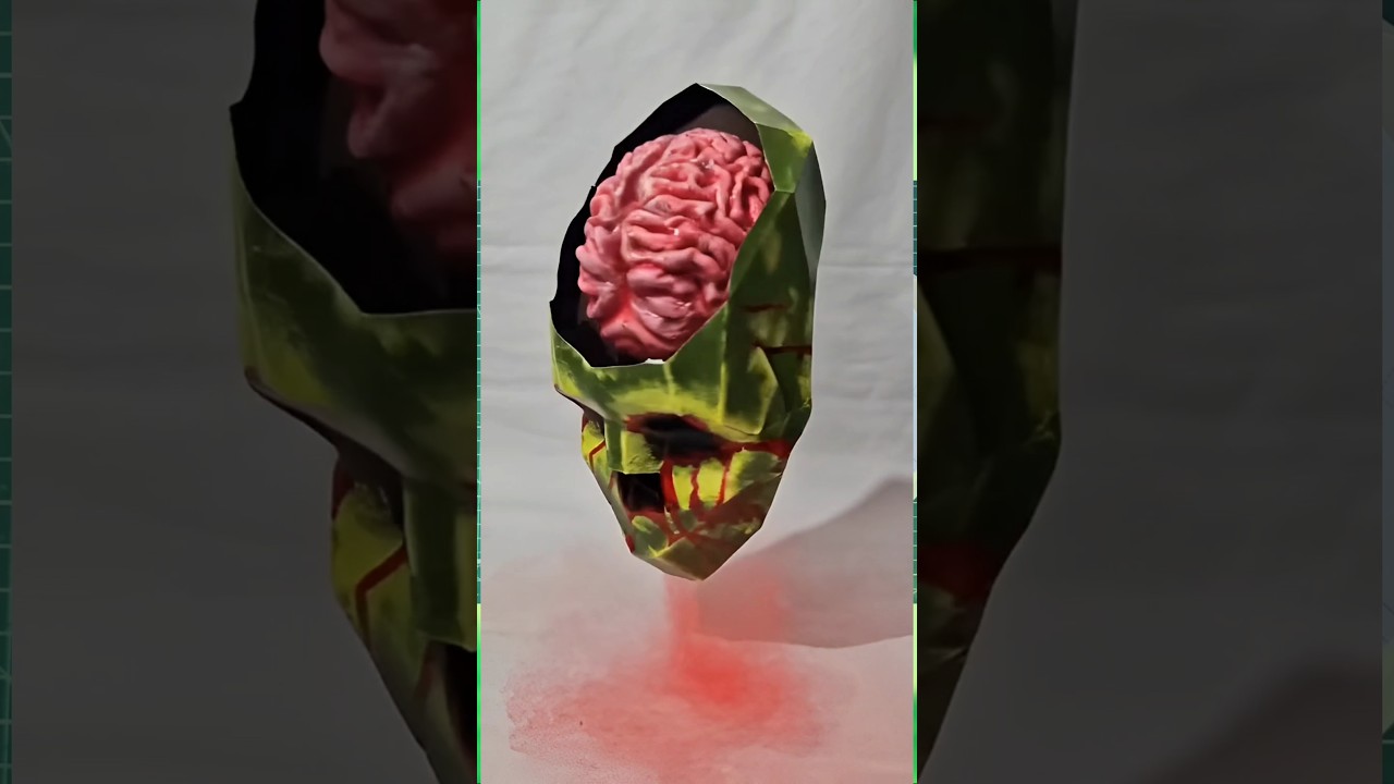 I Made a REALISTIC Low Poly Zombie Skull 😱 | Paper & Clay Brain DIY Art 