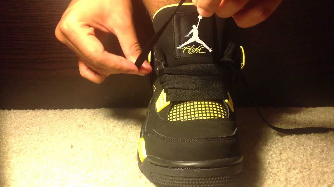 How to lace up Jordan 4 (Thunder IV) HD 1080p YouTube