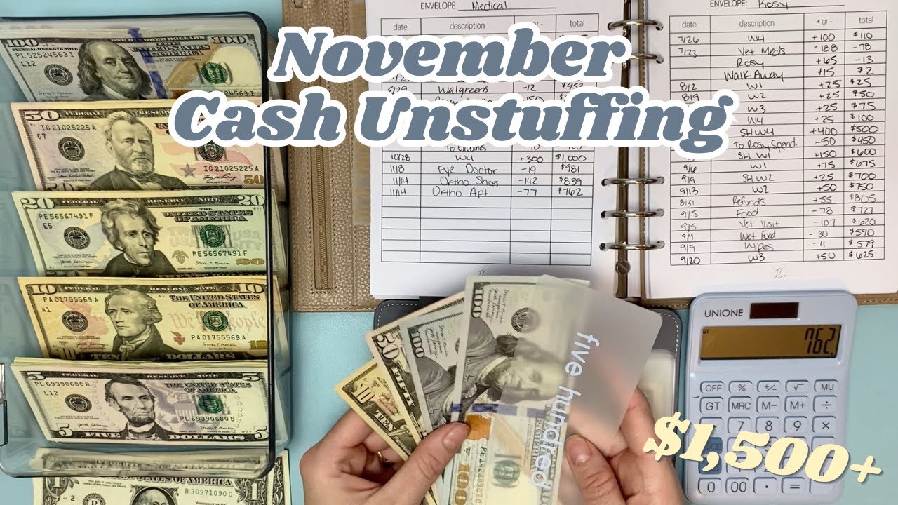 November Cash Envelope Unstuffing || $1,500 Spending in First 2 Weeks ...