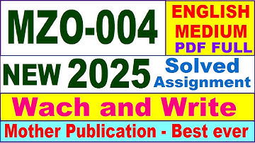 MZO 004 solved assignment 2025 in English || mzo 004 solved assignment 2025 || ignou mzo004 2025