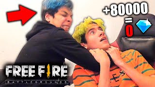 Yair17 CASI ME MATA POR GASTARLE +80.000 DIAMANTES EN FREE FIRE !! *broma peligrosa* | TheDonato