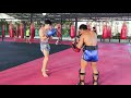 Muay thai pads from southpaw stance with high level thai trainer cookie