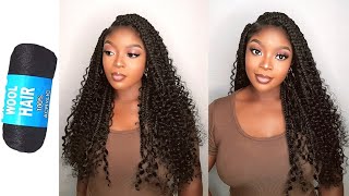 😲DIY Jumbo Boho Curly Braids Using Brazilian Wool| Knotless Boho Braids