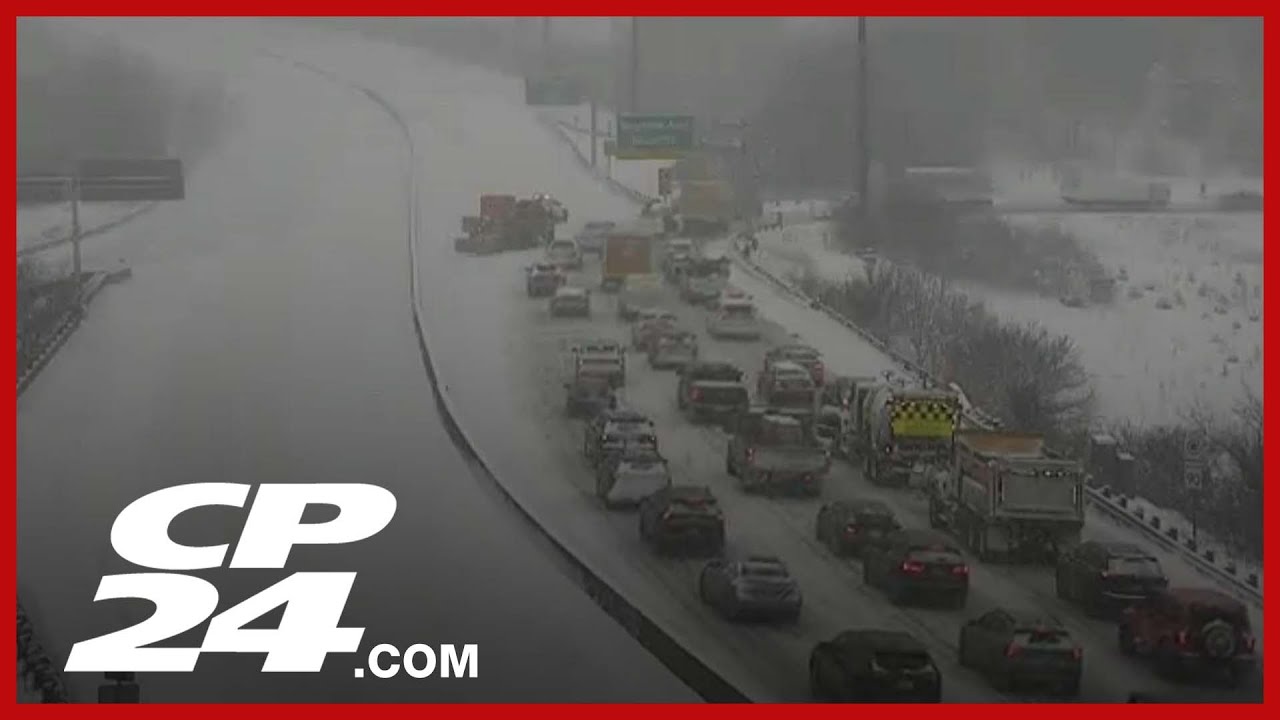 DVP partially open but still restricted as snow and black ice cause major disruptions