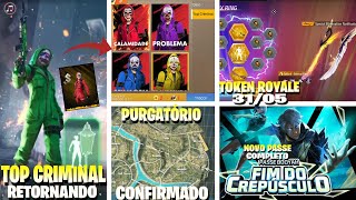 NOVIDADES FREE FIRE! TOP CRIMINAL RETORNANDO, PURGATÓRIO CONFIRMADO, PASSE DE JUNHO COMPLETO E MAIS!