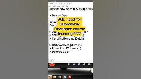SQL need for ServiceNow Developer course learning #servicenow #skfacts
