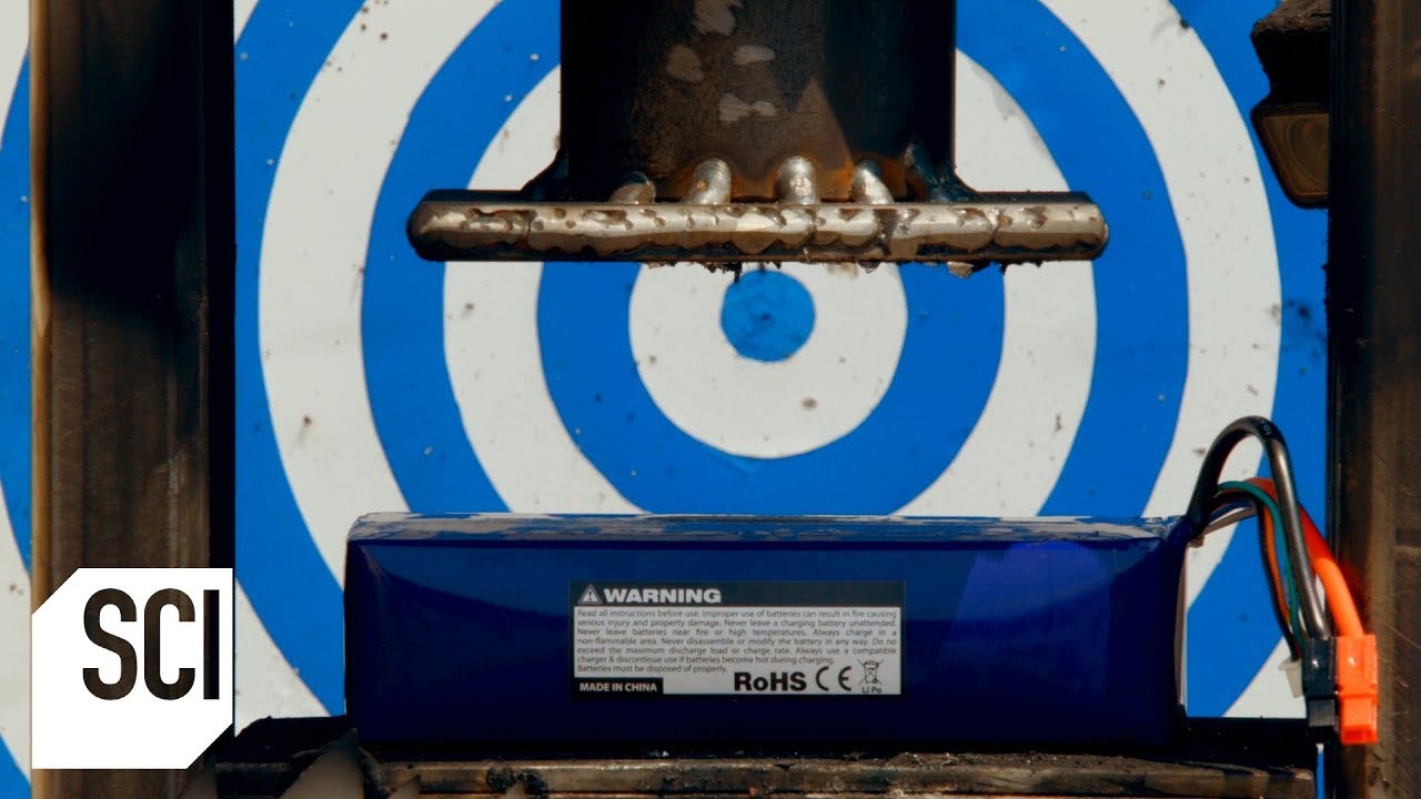 Will Crushing a Lithium Battery Start a Fire? MythBusters Jr. YouTube