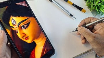 How To Draw Durga Maa , Maa Durga Drawing , Step By Step , Outline Tutorial ♥️ 