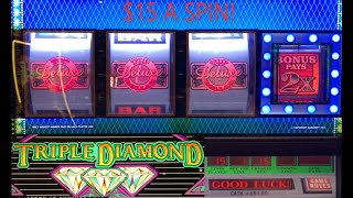 HIGH LIMIT CASINO SLOTS: TRIPLE DIAMOND TOP DOLLAR DELUXE SLOT PLAY! $15 A SPIN!