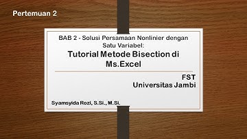 Metnum: Tutorial Metode Bisection di Ms. Excel (bagian 1)
