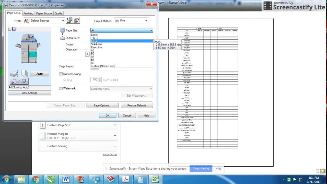 How to set Legal Size for printing documents from microsoft PRINTING LAYOUT - YouTube
