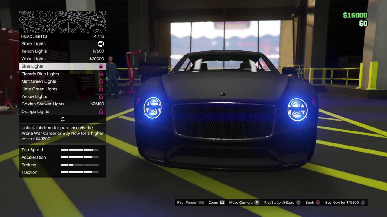 Gta5 online how to change your vehicle head lights to eny colour you