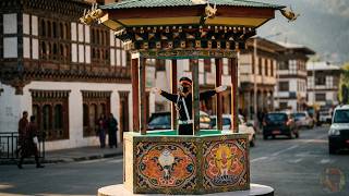 Human Traffic lights in Bhutan - 4k Video
