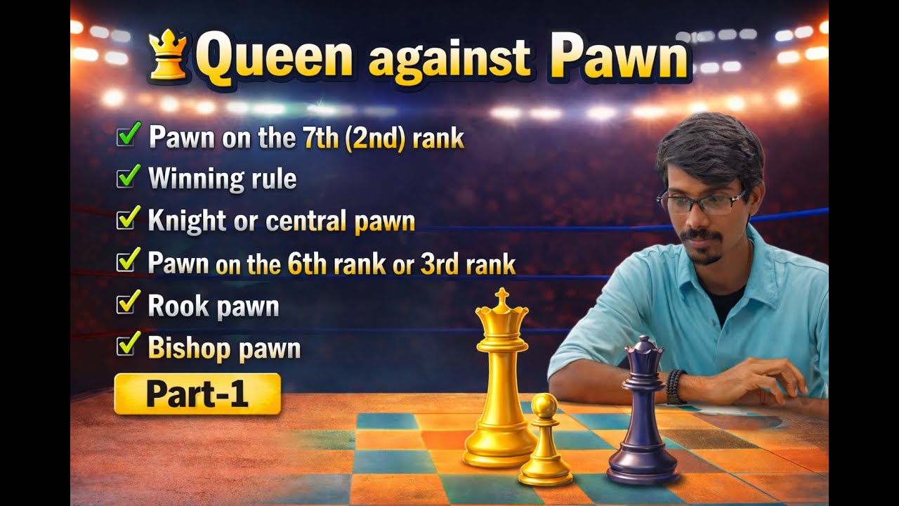 Queen vs Pawn | Winning Rules | Part 1 | Telugu + English | Beginner Chess