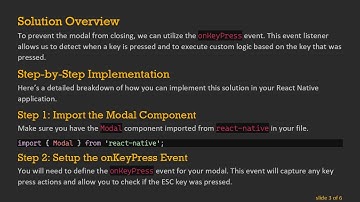 How to Prevent the Modal from Closing When the ESC Key is Pressed in React Native