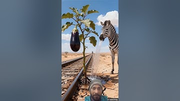 Zebra saved the brinjal tree from drying up by watering it 😭 #ai #save #tree #zebra