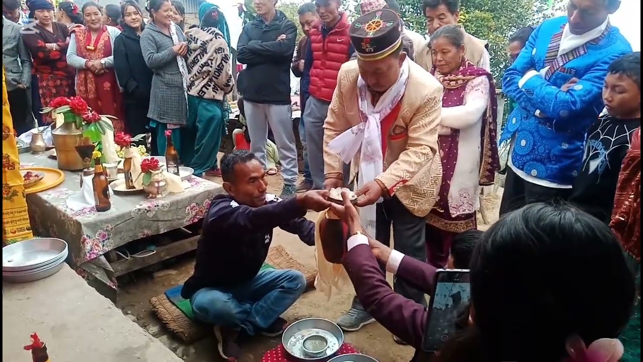 बिवाहामा तामाङ कल्चर अनुसार चारदाम कार्यक्रम दोलखा शैलुङ २०८१