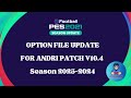 PES2021 || UPDATE OPTION FILE FOR ANDRI PATCH V10.4 || 21/12/2024
