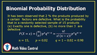 Binomial Probability Distribution - Problem # 1 | Statistics and Probability | Math Video Central
