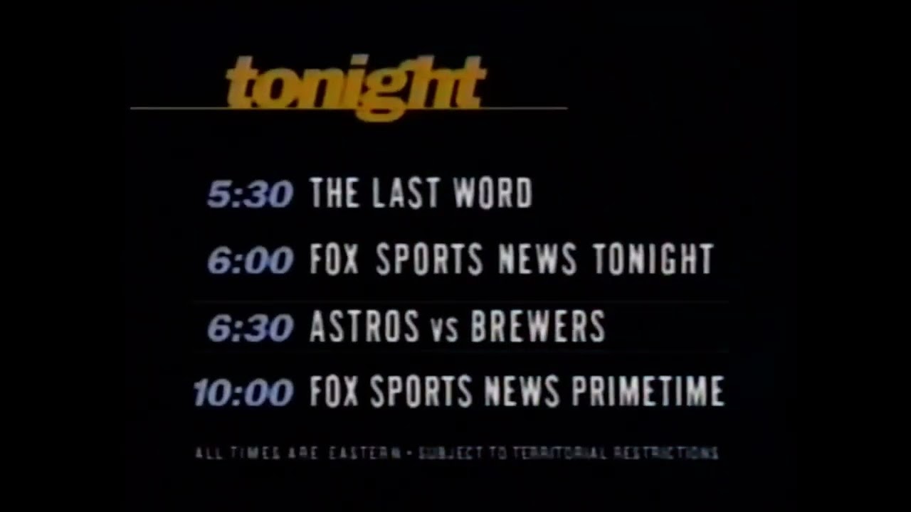 FOX Sports Net Southwest Menu June 2, 1999 5:30 PM - 