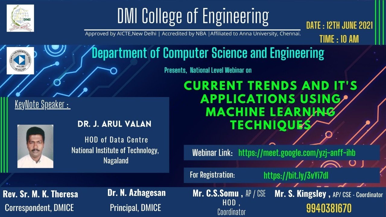 Webinar : Current trends and its applications using Machine Learning ...
