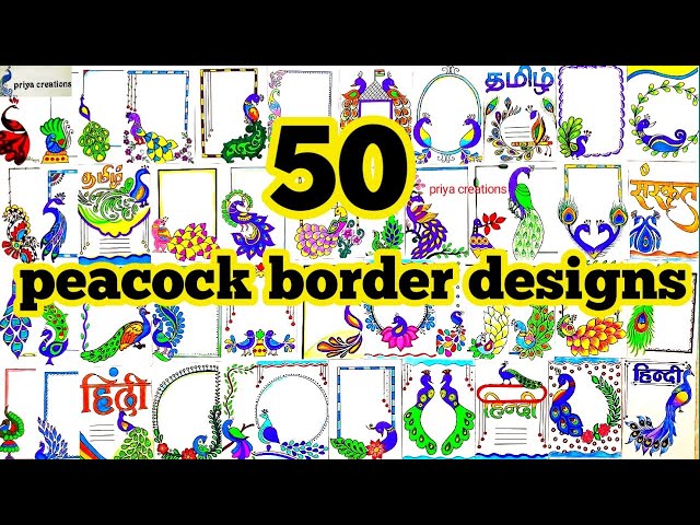 50 Peacock 🦚 Border Designs/ Project Work Designs/ Front Page Design/ Holiday Project Work/ Feather🪶 class=