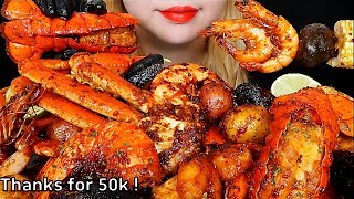 ASMR SEAFOOD BOIL (shrimp, lobster tail, snow crab, mussel, corn, potato) Mukbang Eating sounds