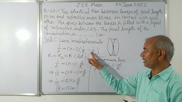 Two identical thin biconvex lenses of focal length 15 cm and refractive index 1.5 are in contact