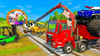 Big \& Small: Long Snake Mcqueen with Spinner Wheels vs Minecraft vs Thomas Trains - BeamNG.Drive