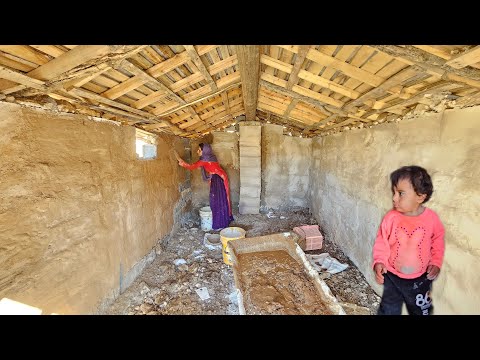 Lonely nomadic woman: The art of plastering in her mountain hut