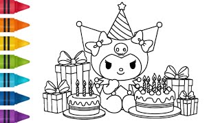 Kuromi Celebrates Her Birthday with Gifts & Cake 🎂🎉 | Easy Drawing and Coloring for Kids