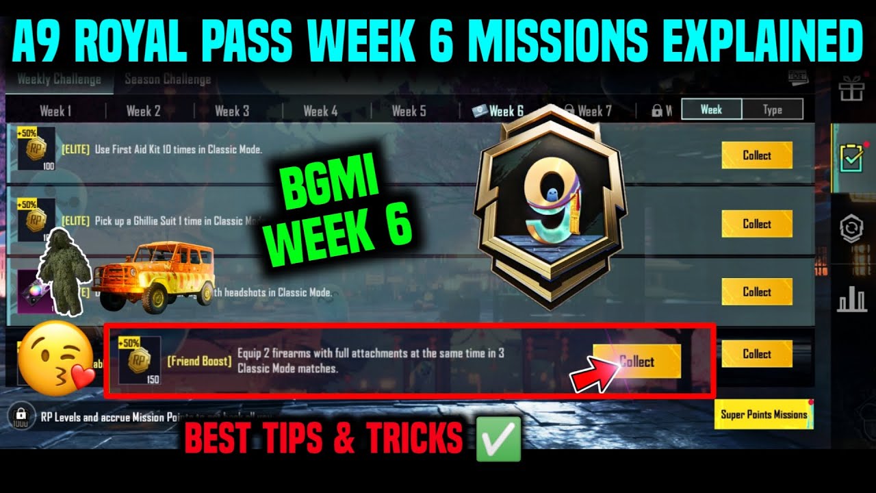 BGMI WEEK 6 MISSIONS / A9 WEEK 6 MISSION / WEEK 6 MISSION BGMI / A9 RP ...