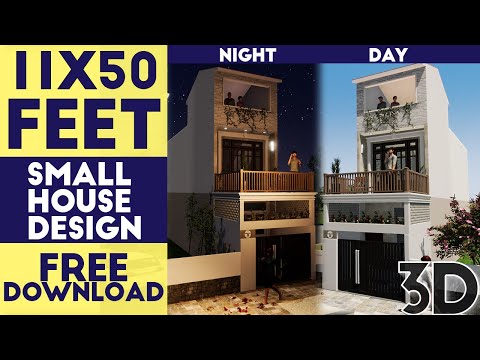 11x50 Feet Small Space House Design || 2 Story House With 2 Bedroom || Download Free