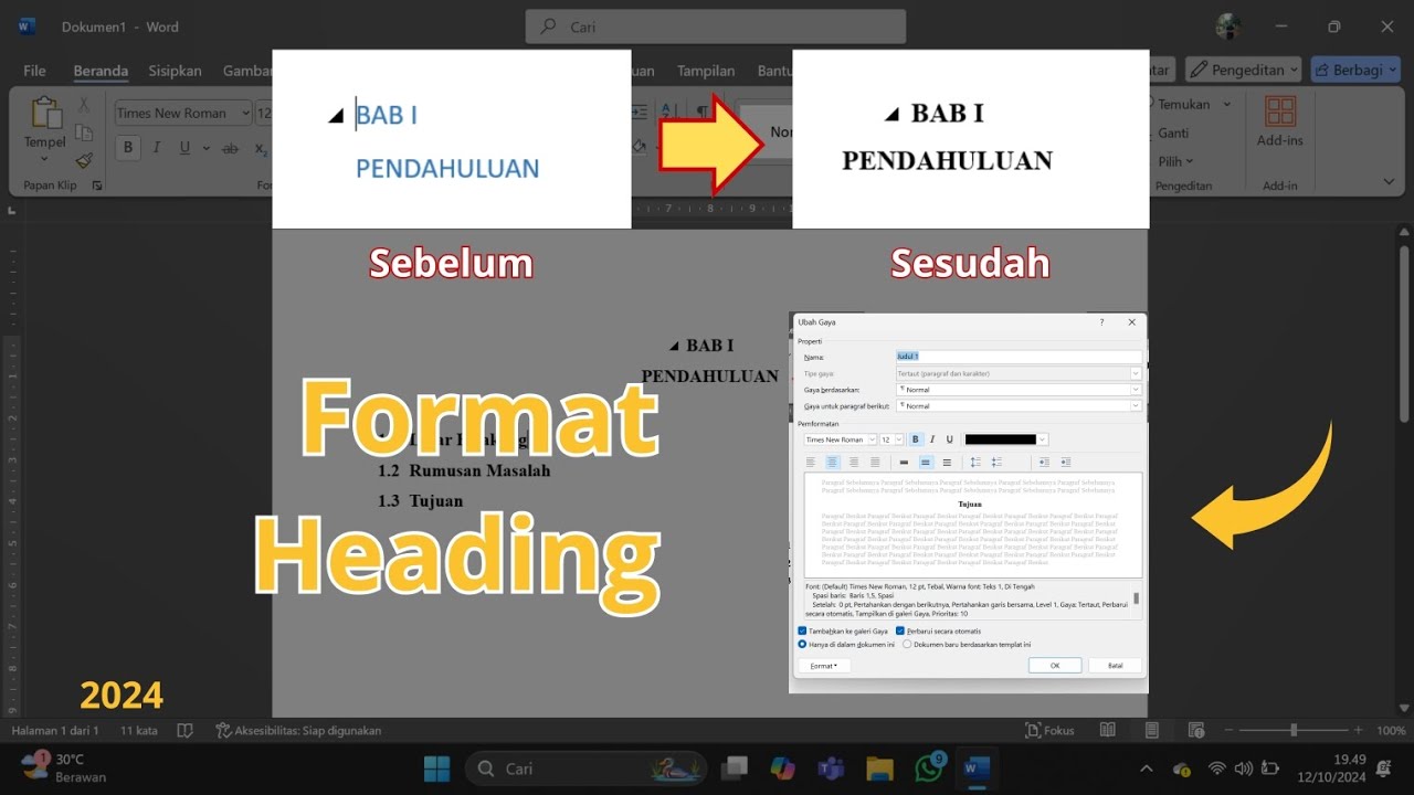 Cara Buat Format Heading Otomatis di Ms.Word | Tutorial Pemula - YouTube