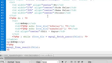 Mengolah Data Kelas : Aplikasi Sederhana Dengan ADOBE Dreamweaver CS.6
