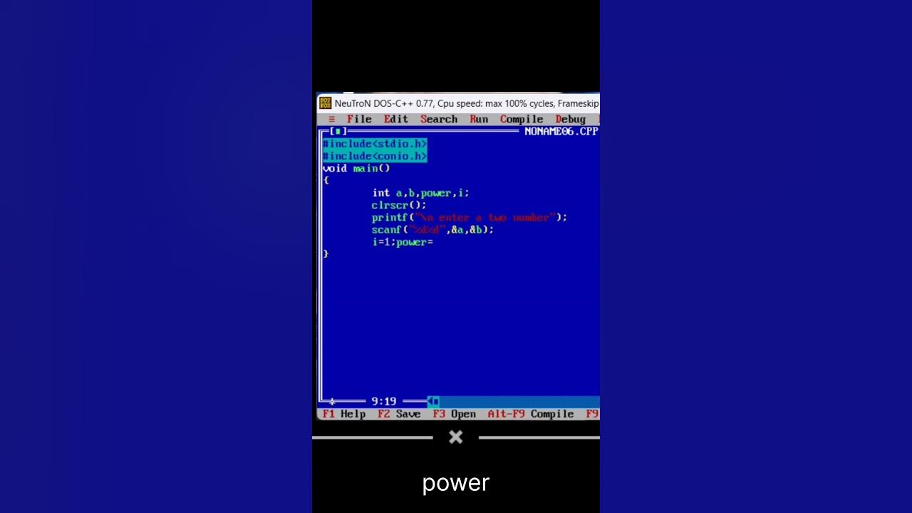 this is how to calculate power in program ..#code #how to coding #turbo ...