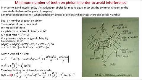minimum number of teeth on gear and pinion to avoid interference || TOM || Gear ||