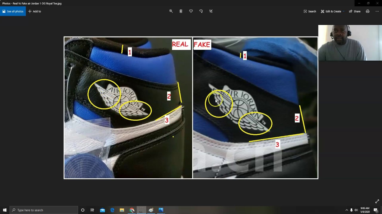 how to tell if jordan 1 royal toes are fake