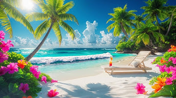 Tranquil Seaside Cafe Jazz Escape with Hammock | Gentle Jazz Melody & Ocean View For Deep Relaxation