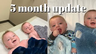 update: twins 5 month checkup and update