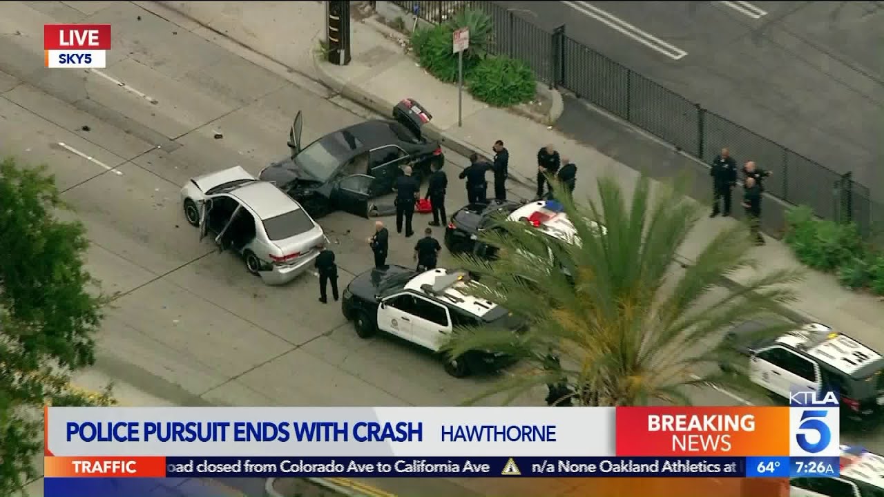 Police Pursuit Ends in Crash in Hawthorne - YouTube