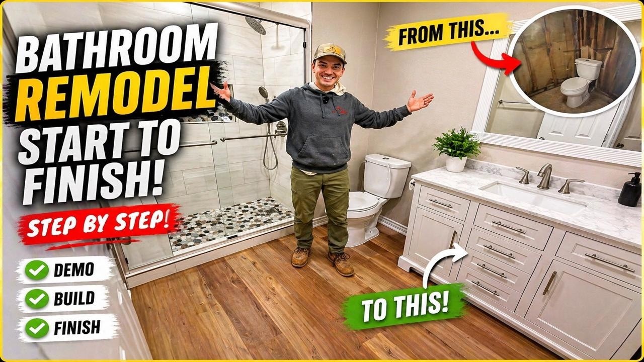 BATHROOM REMODEL START TO FINISH! | Step-by-Step - YouTube