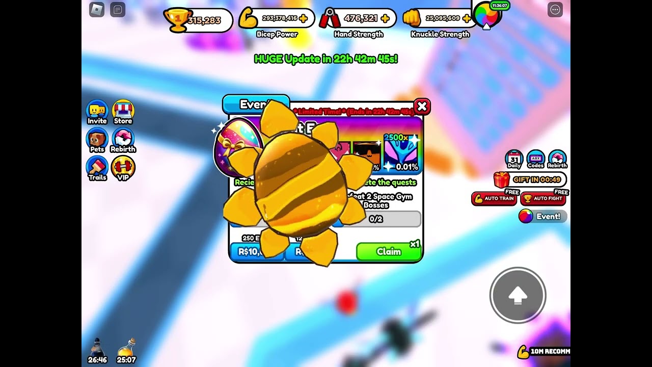 Opening 5 event eggs (arm wrestle simulator)